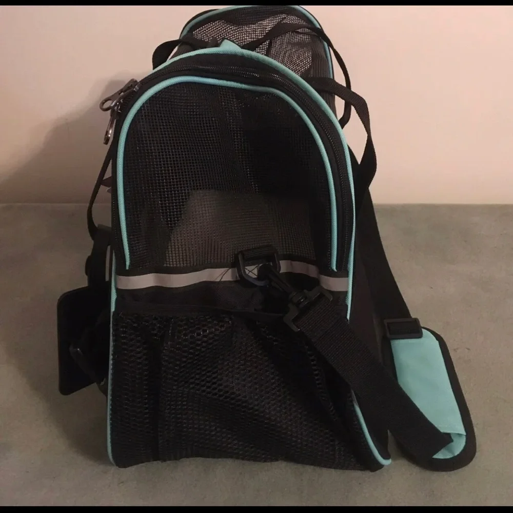 Frisco Basic Pet Carrier Bag Black with Turquoise Trim Black Sz. Med-Lg